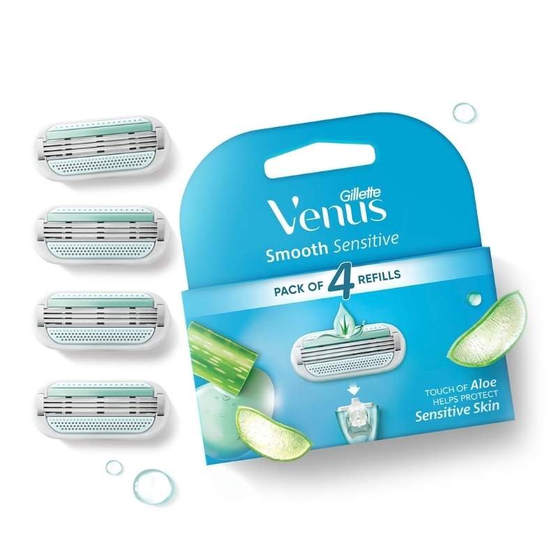 Gillette-Venus-Smooth-Refill-Cartridges-with-Aloe-Extracts4s Gillette Venus Smooth 4's Pack Razor Blade Cartridges with Aloe Extracts - Image 1